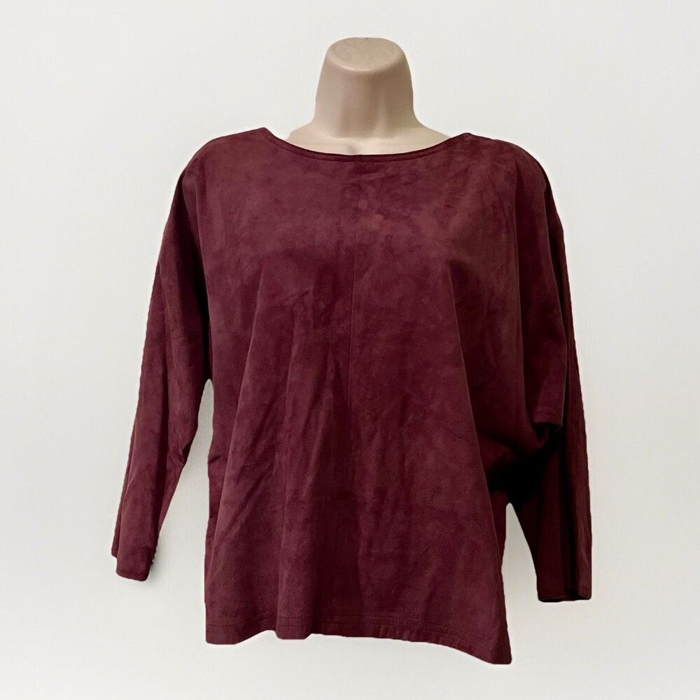 VTG West Bay Sport Leathers Saks Fifth Ave Suede Dolman Top Womens M Burgundy